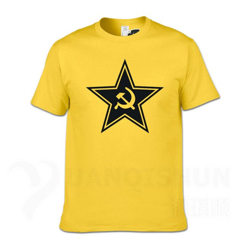 Tshirt faucille marteau étoile jaune etoile noir