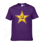 Tshirt faucille marteau étoile violet étoile jaune
