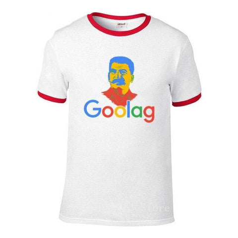 Tshirt goolag google blanc col rouge